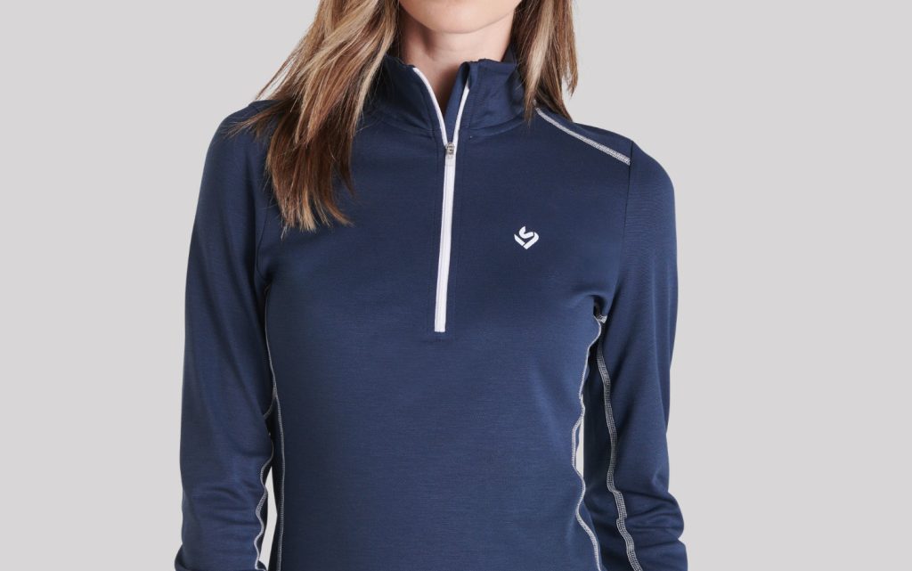 Women's navy blue half zip cricket training top