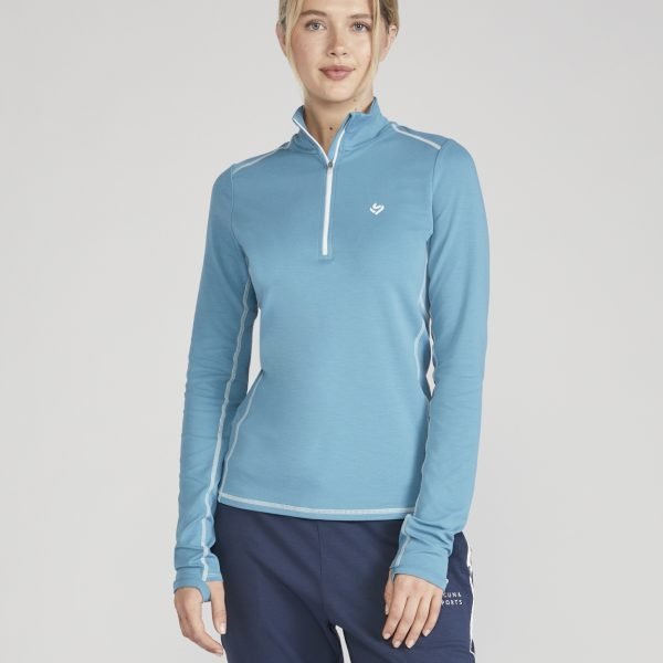 Women's blue half zip cricket training top