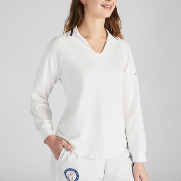 women's white long sleeve cricket top