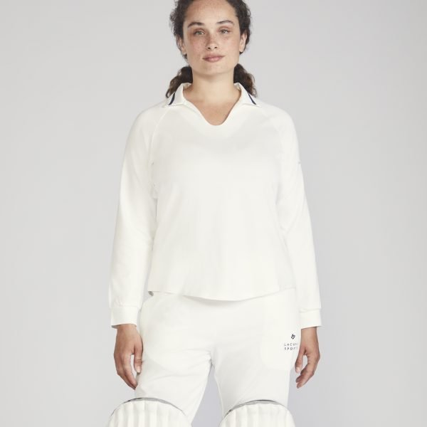 Girls long sleeve white cricket top