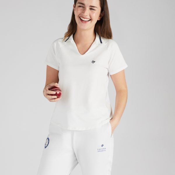 Girls short sleeve white cricket top