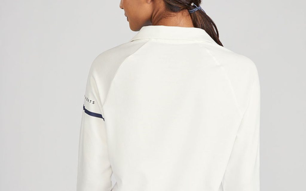 women's white long sleeve cricket top