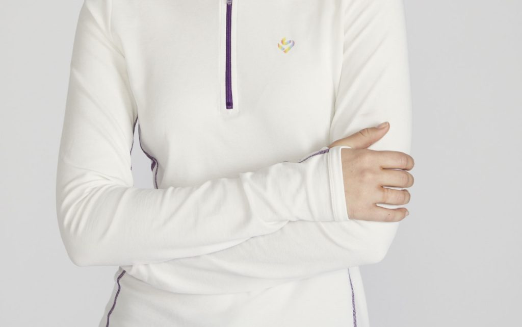 Women's half zip cricket training top cream